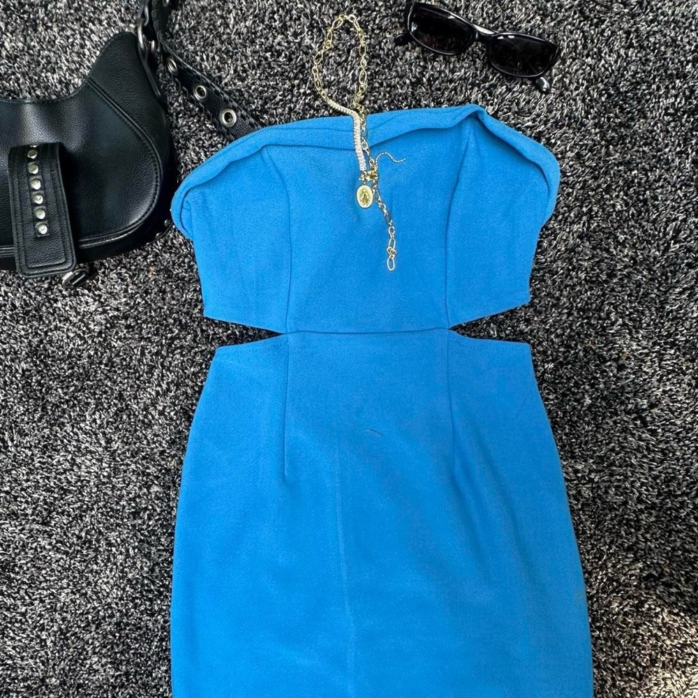 Princess Polly Blue Mini Dress with Ruffled Hem